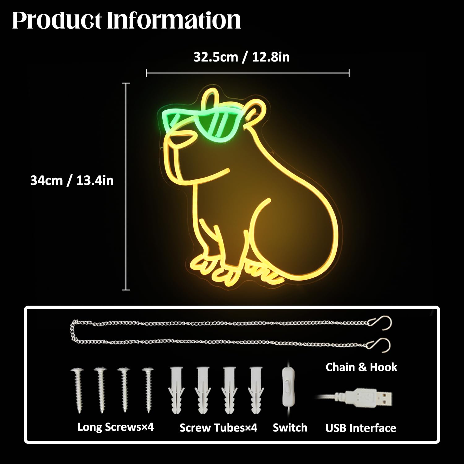 カピバラ ネオンライト LED看板 インテリアライト 動物モチーフ Amazon.co.jp: Capybara メガネ付き ネオンサイン 動物 LEDライト 寝室
